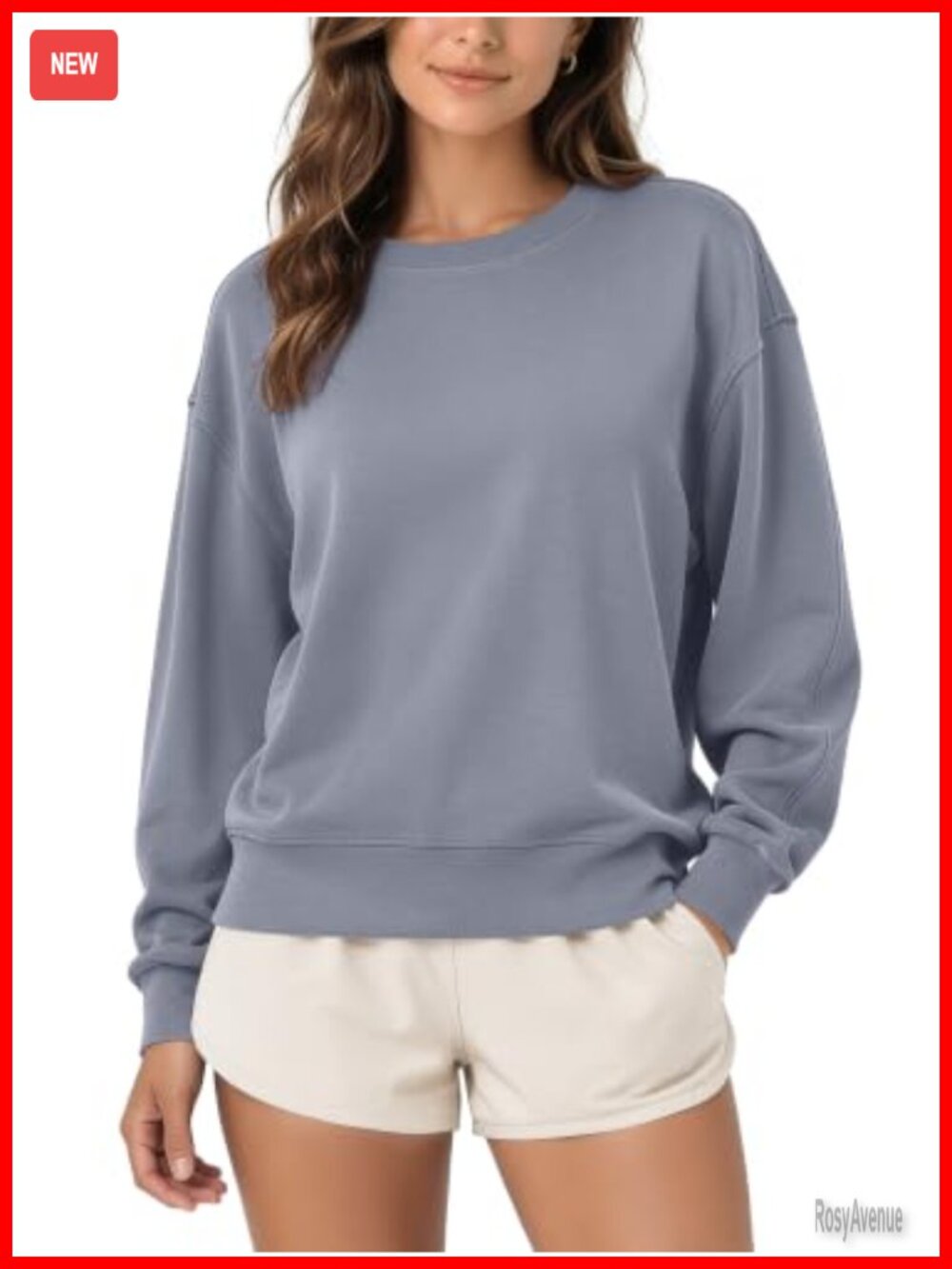 Modal Soft Oversized Crew Neck Pullover Sweatshirt Women Relaxed Fit
